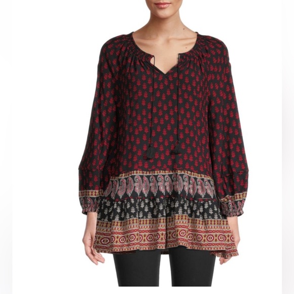 beachlunchlounge Mari Printed Boho Long-Sleeve Tunic - Picture 1 of 12